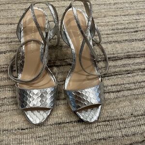 New Loeffler Randall silver ankle tie sandal